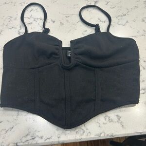 SHEIN Black Ribbed Crop Top